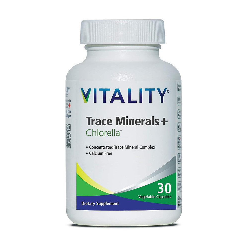 Vitality Trace Minerals Plus Chlorella Vegetable Capsules, Supports Metabolism, 30 Ea